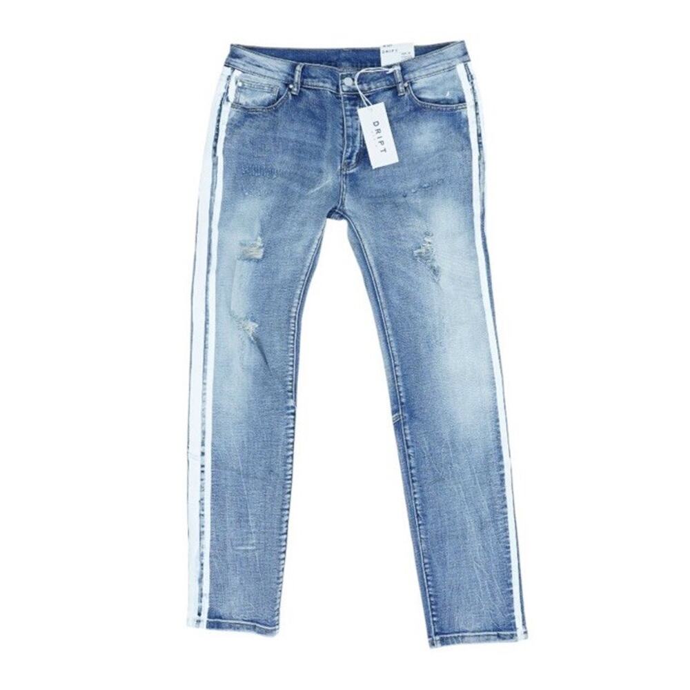 NWT Dript Denim Jeans Mens Streetwear Skater Distressed 36x34 Paint Button Fly